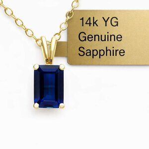 Genuine 1.12 Cts Blue Sapphire Pendant 14k Yellow Gold